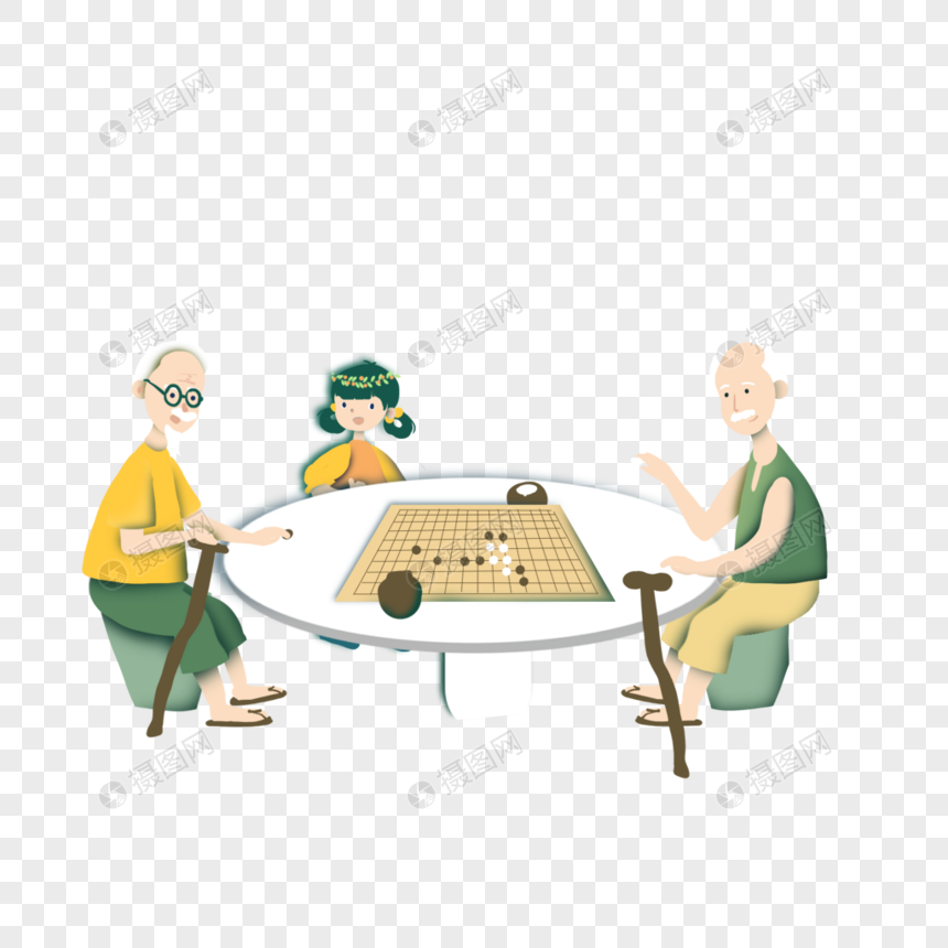 下棋的老人图片