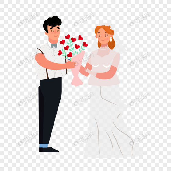 卡通人物结婚装饰素材图案图片
