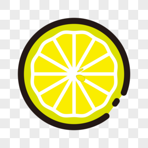 小清新水果柠檬切片扁平化黑色粗线断点图片