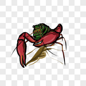 卡通红绿色龙虾插图图片