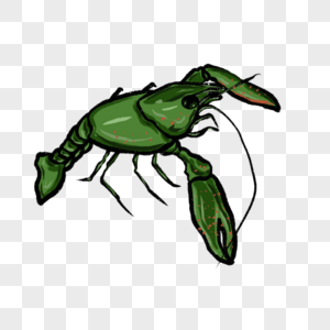 卡通绿色龙虾插图图片