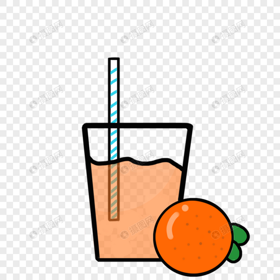 橙汁夏日饮品简约卡通图片