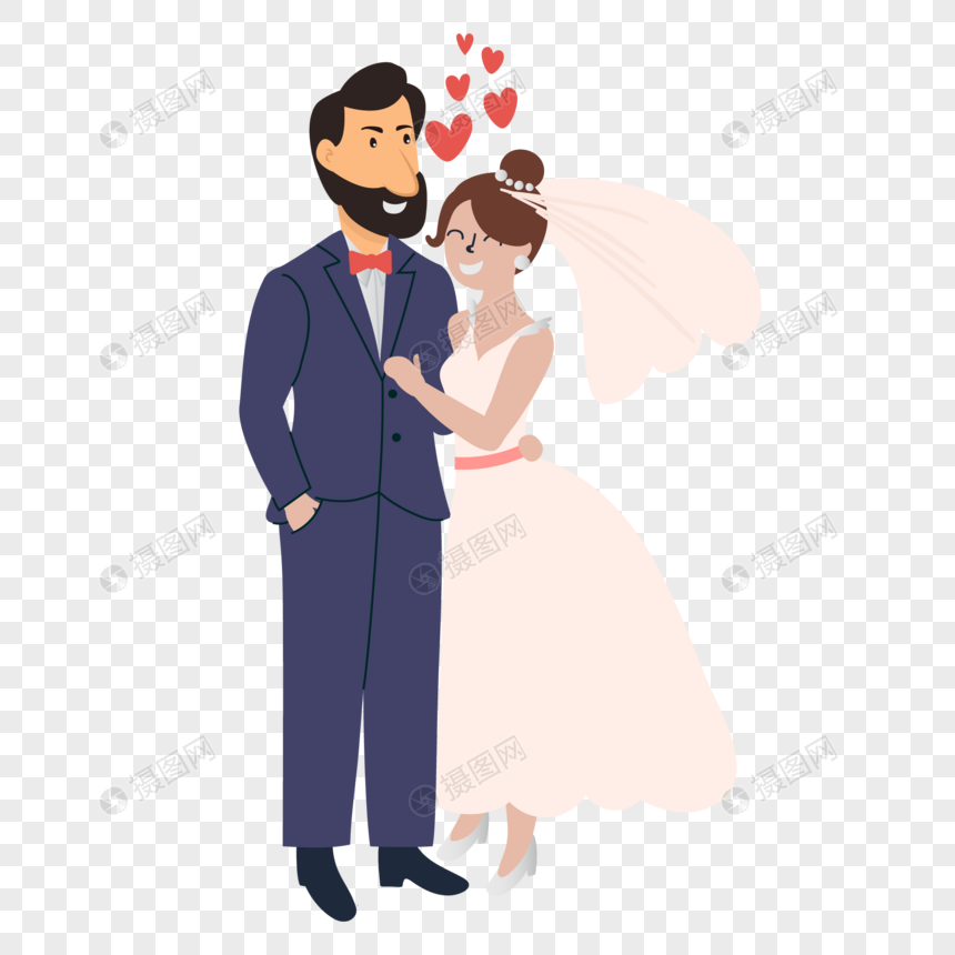 卡通人物订婚装饰素材图案