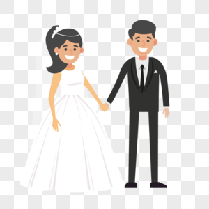 卡通人物结婚牵手装饰素材图案图片