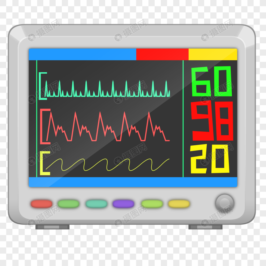 手绘/卡通元素 心电监护仪.