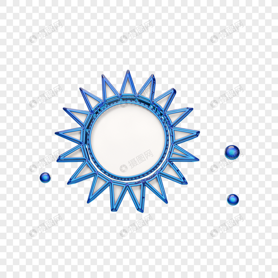 蓝色太阳立体图标图片