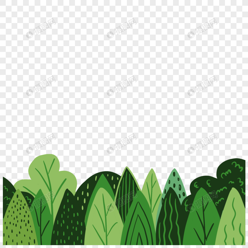 绿色树林扁平卡通图片