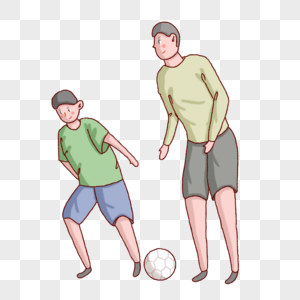 父亲节儿童节爸爸和孩子一起踢足球图片