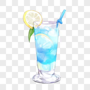 夏日饮品蓝色杯子水高清图片