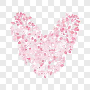 粉红色爱心形花簇免抠素材图片