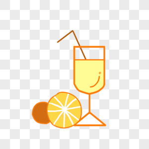 简约卡通可爱夏日饮品橙汁图片