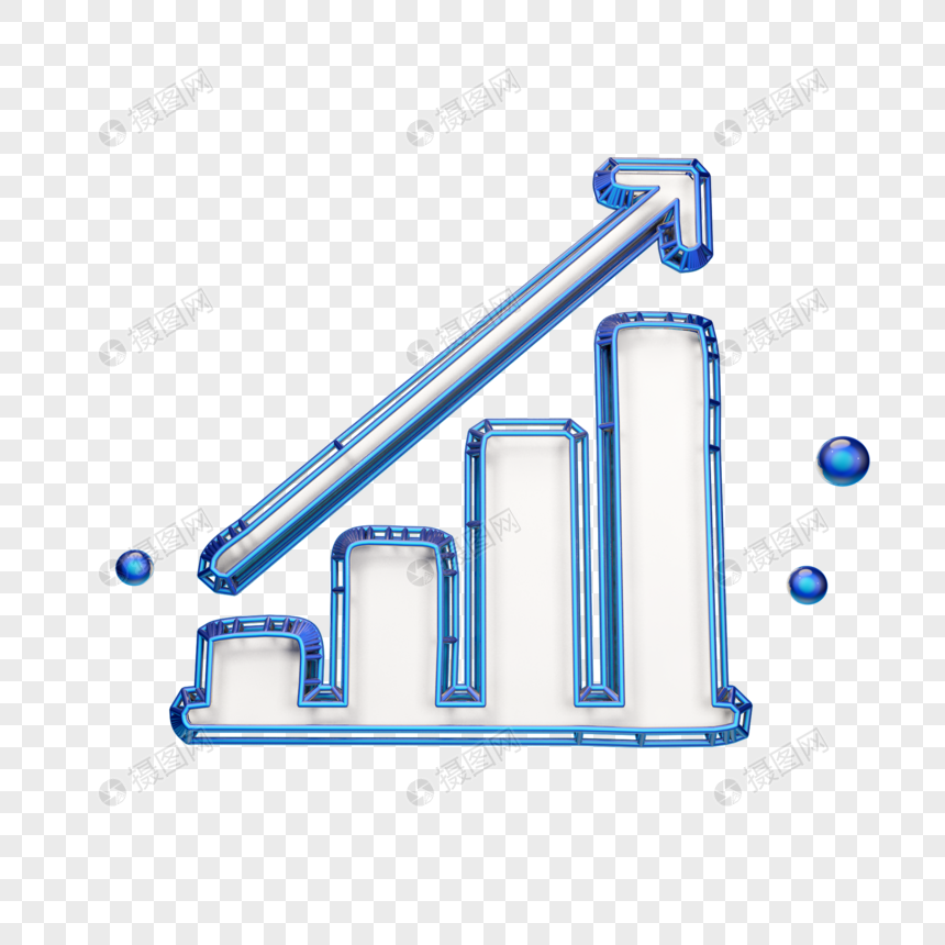 立体图表蓝色图标图片