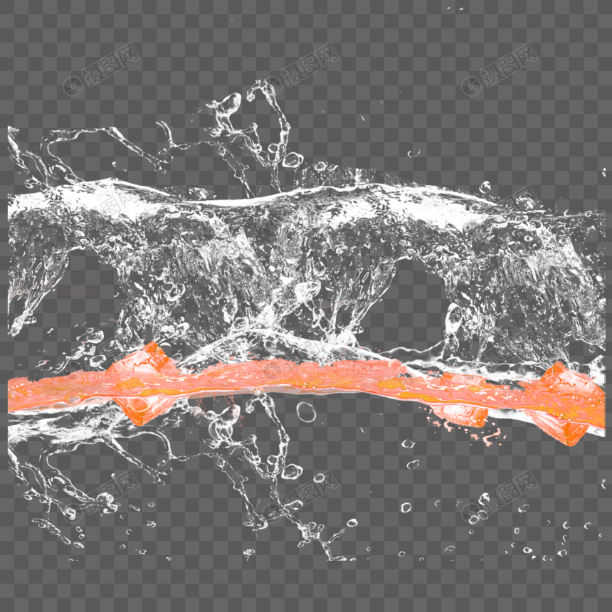 橙色冰块素材图片