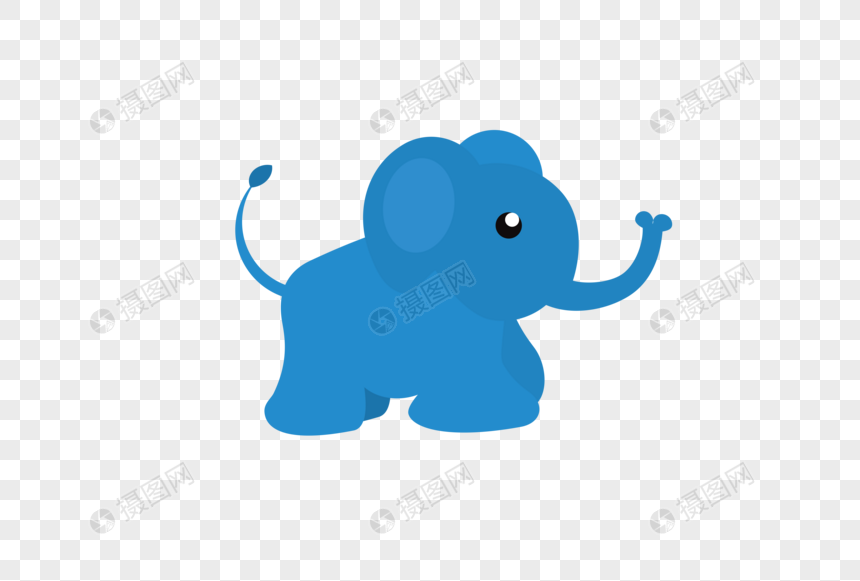 ai矢量图可爱卡通动物蓝色小象
