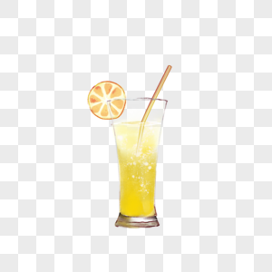 水彩冰饮橙汁图片