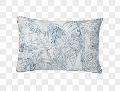 蓝色树叶花纹枕头图片