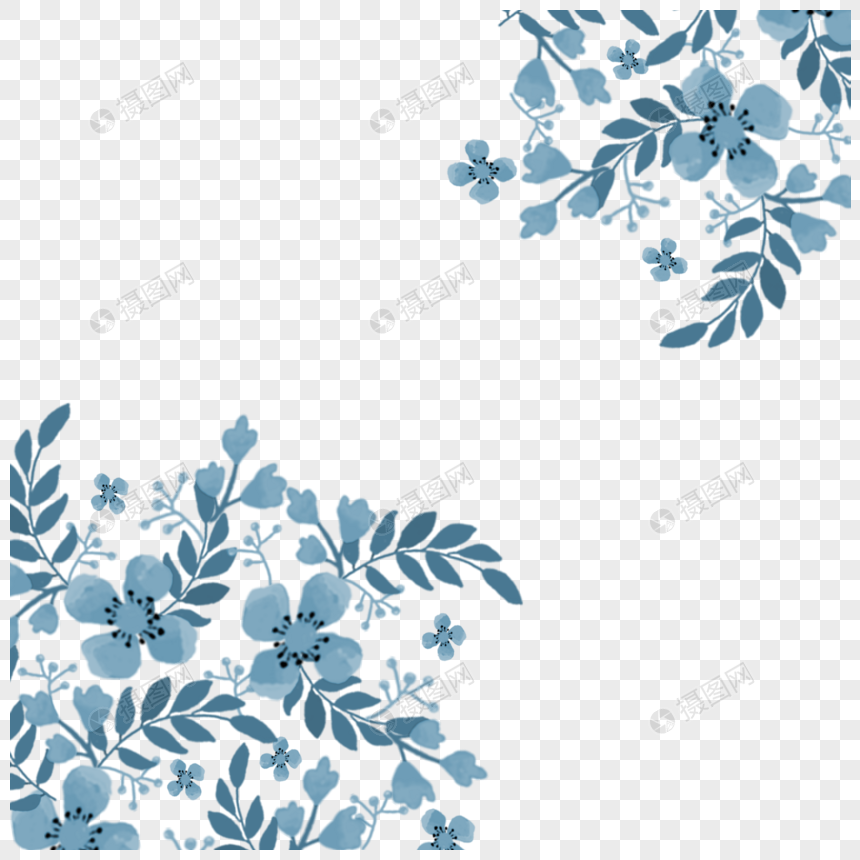 蓝色花朵边框图片