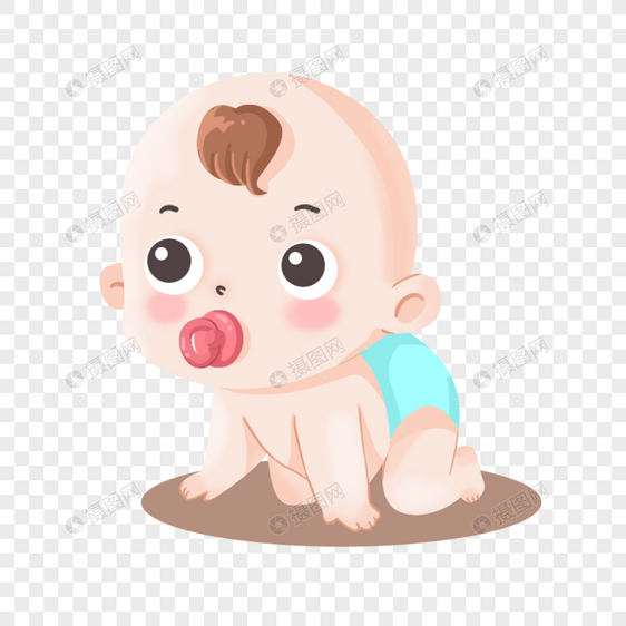 吸着奶嘴在地上爬的可爱小婴儿宝宝图片