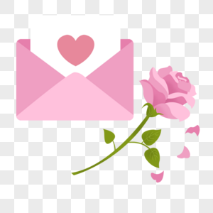 520表白季粉色信封告白玫瑰花图片