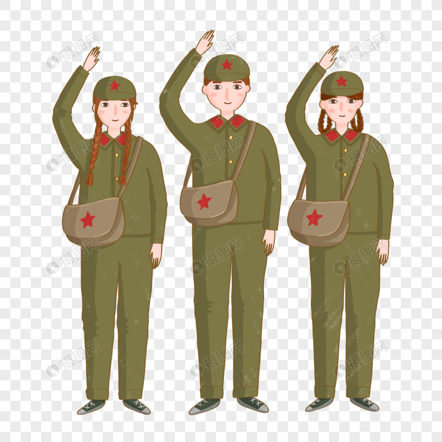 手绘红卫兵敬礼人物形象