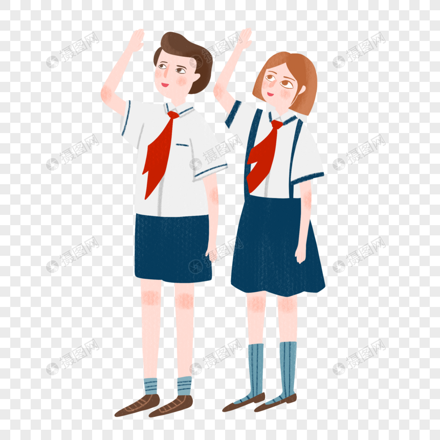 手绘少年敬礼人物形象