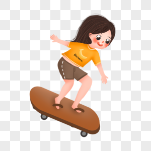 玩滑板的女孩高清图片