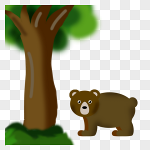 春天里的熊大树边的熊高清图片