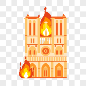 火光中的巴黎圣母院高清图片