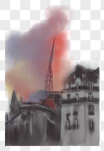 失火的巴黎圣母院图片