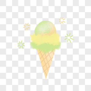 夏天夏日清新冰淇淋棉花糖手绘装饰图案图片