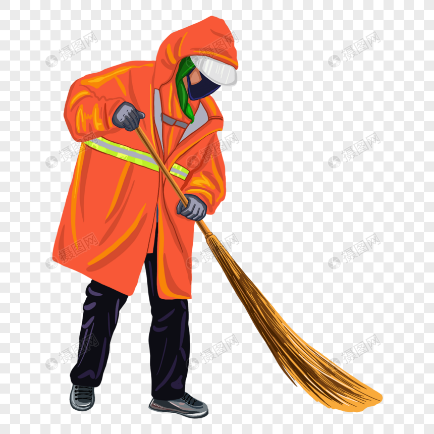 环卫工人扫地