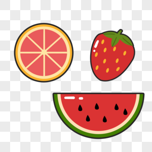 夏天时候的西柚西瓜草莓水果图片