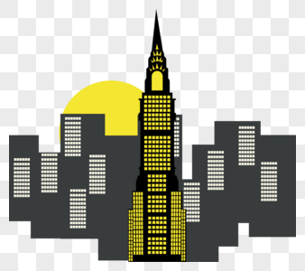 美国克莱特大厦高楼大厦世界地标夜景建筑旅游插画图片