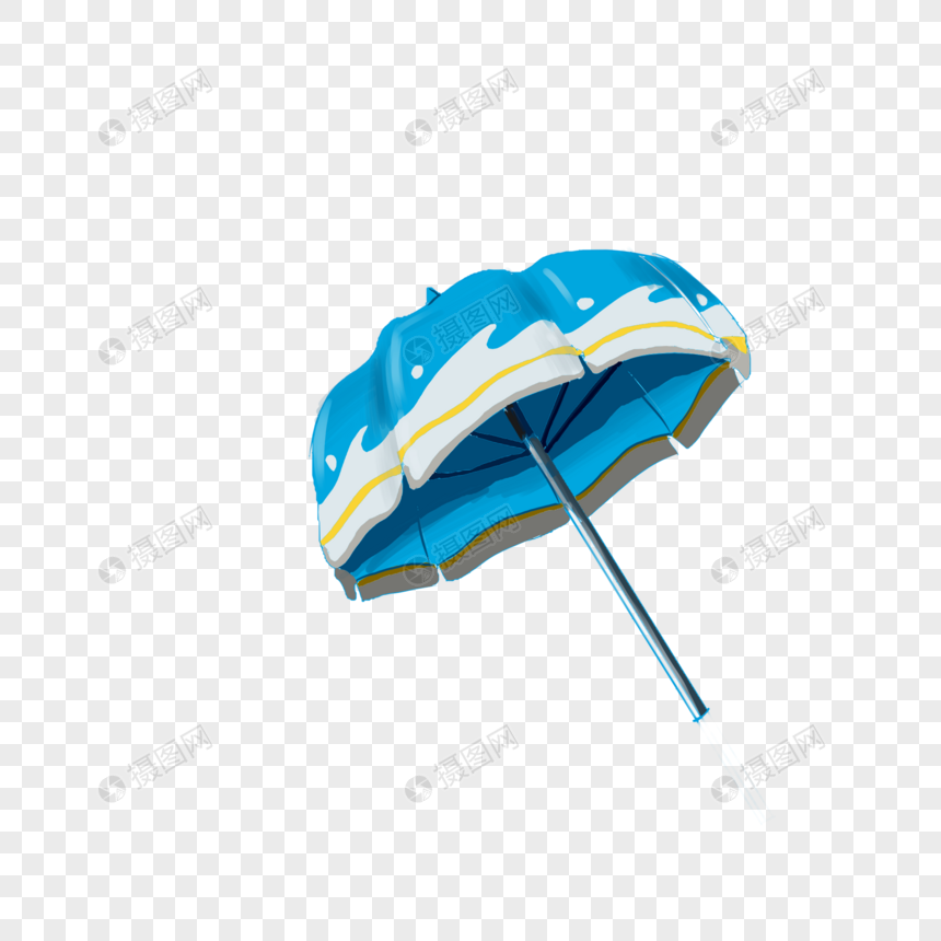 手绘卡通蓝白海浪太阳伞免抠图元素立夏图片