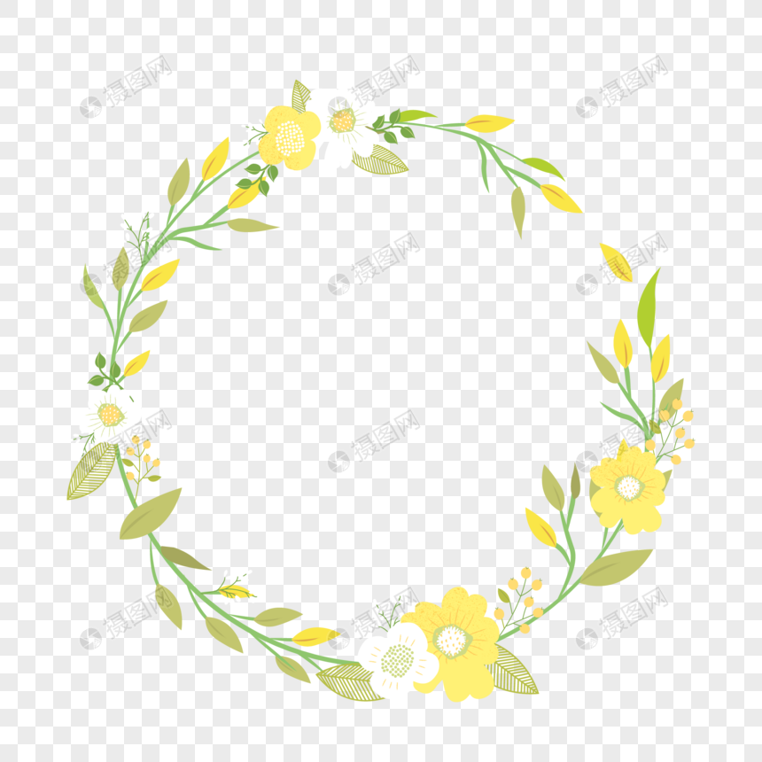 矢量小清新鲜花花圈花环边框素材