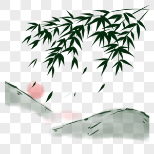 竹子与山水图片