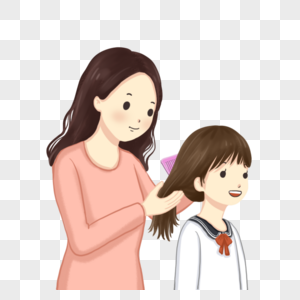 梳头发给母亲梳头高清图片