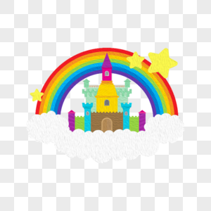 美丽的彩虹和彩色梦幻城堡图片