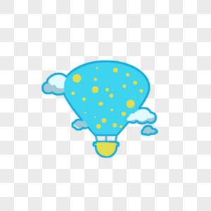 创意手绘蓝色热气球图片