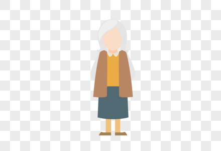 AI矢量图扁平化人物大龄女人老奶奶图片