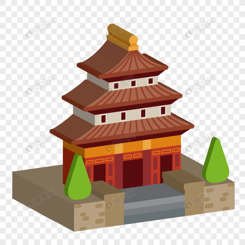 手绘/卡通元素 3d 小宫殿.