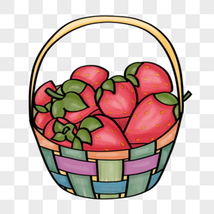 手绘一篮草莓高清图片