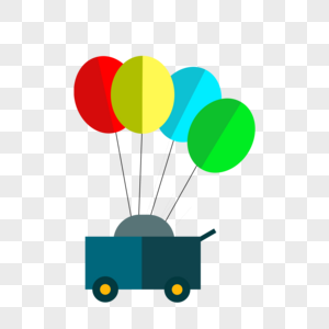气球车载气球的卡通车高清图片