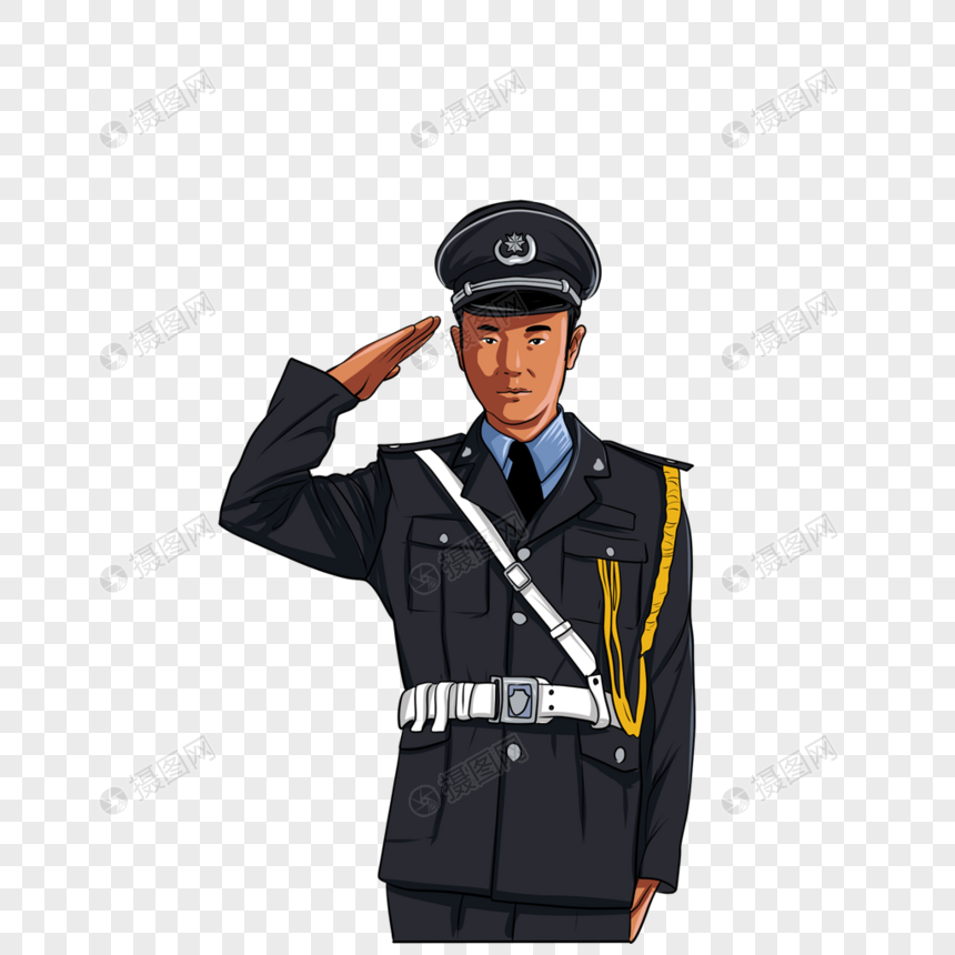 免抠元素 手绘/卡通元素 物业服务 保安.