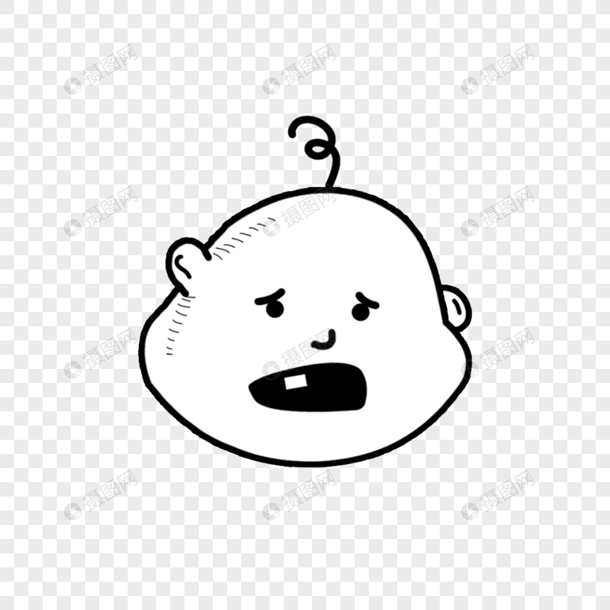 手绘发愁的可爱宝宝