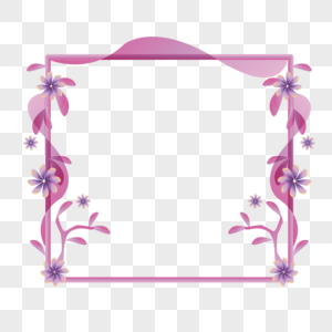 粉紫植物元素边框图片