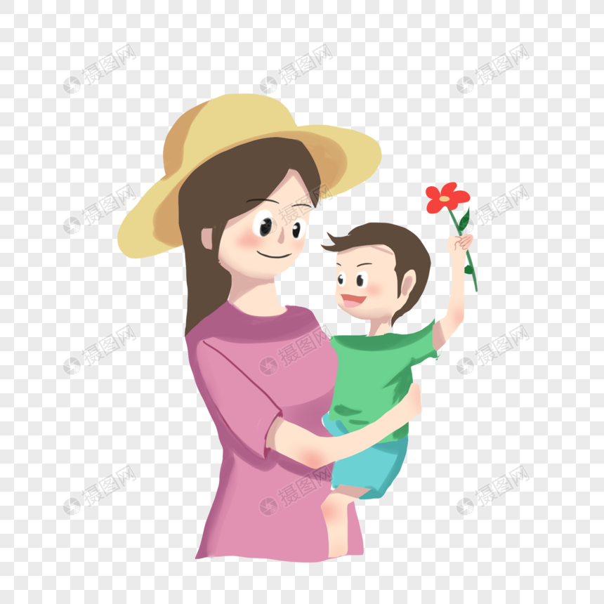妈妈抱着孩子