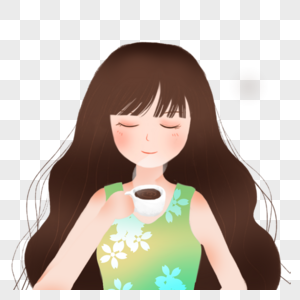 看电视喝咖啡元素素材