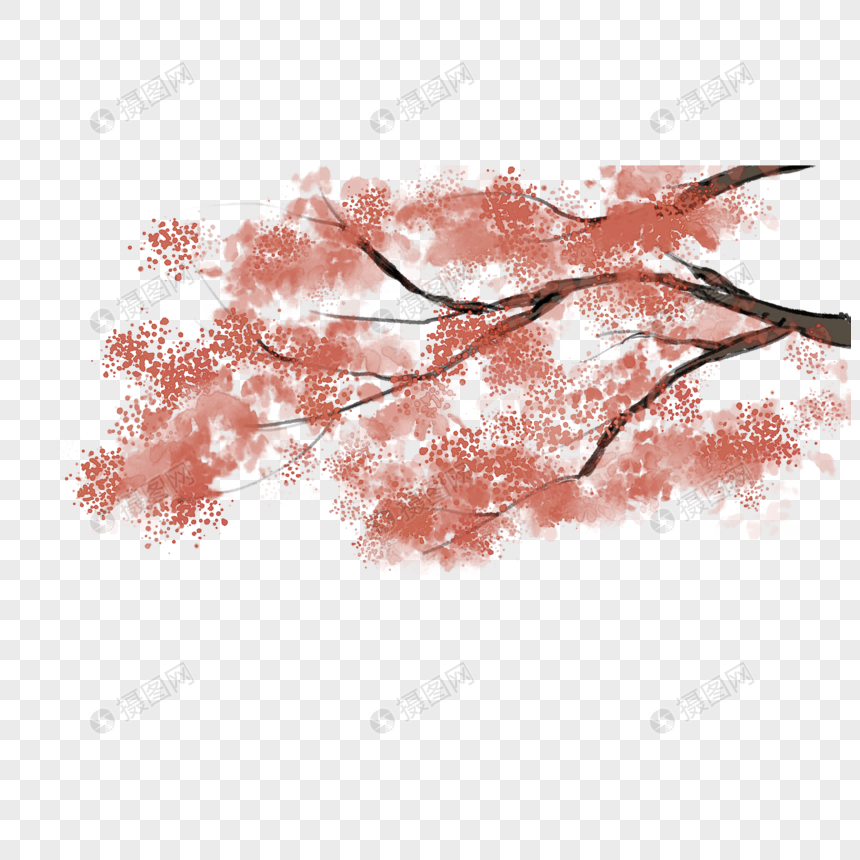 水墨枫树植物图片