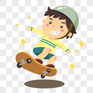开心的玩滑板的小男孩图片